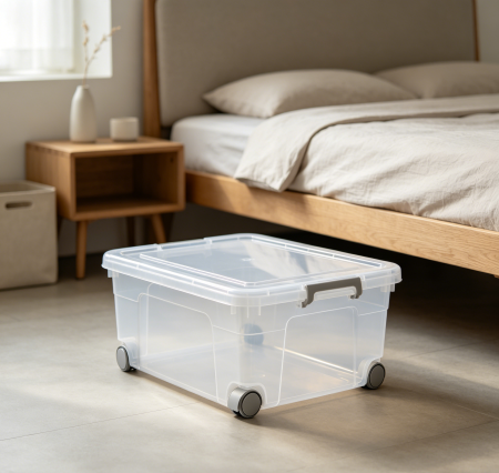 Clear Lid Rolling Storage Container
